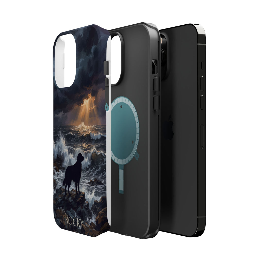 Personalized Golden Retriever Stormy Sea Phone Case — Wireless Charging Cover