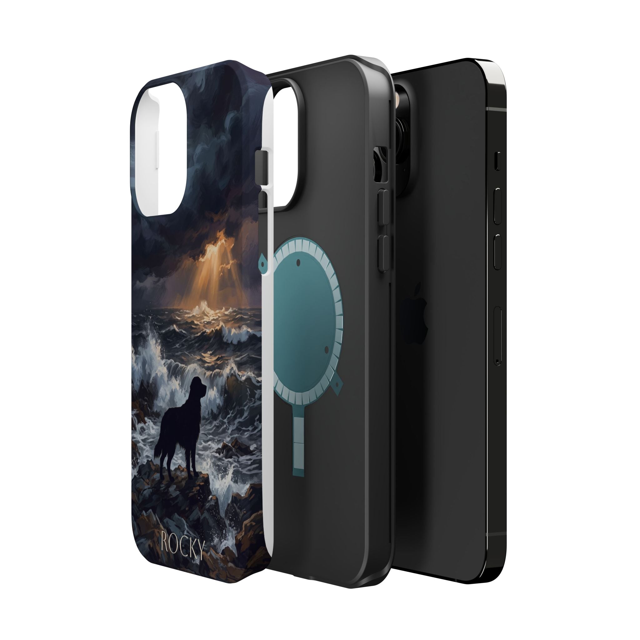 Personalized Golden Retriever Stormy Sea Phone Case — Wireless Charging Cover