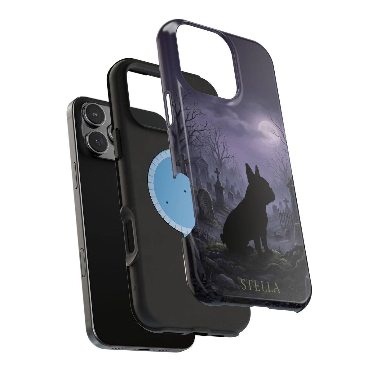 Personalized French Bulldog Moonlit Graveyard Phone Case — Wireless Charging Cover