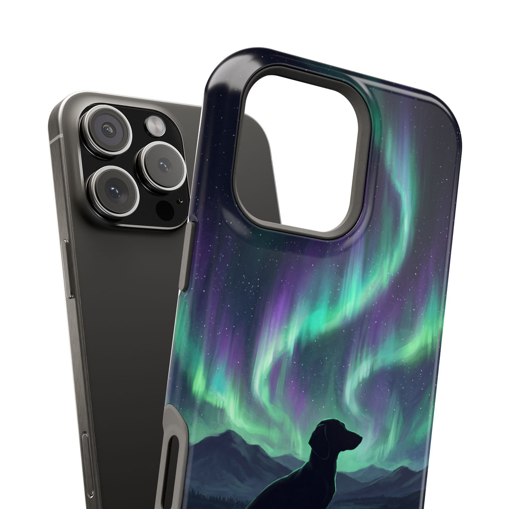 Personalized Dachshund Northern Lights Phone Case — Wireless Charging Cover