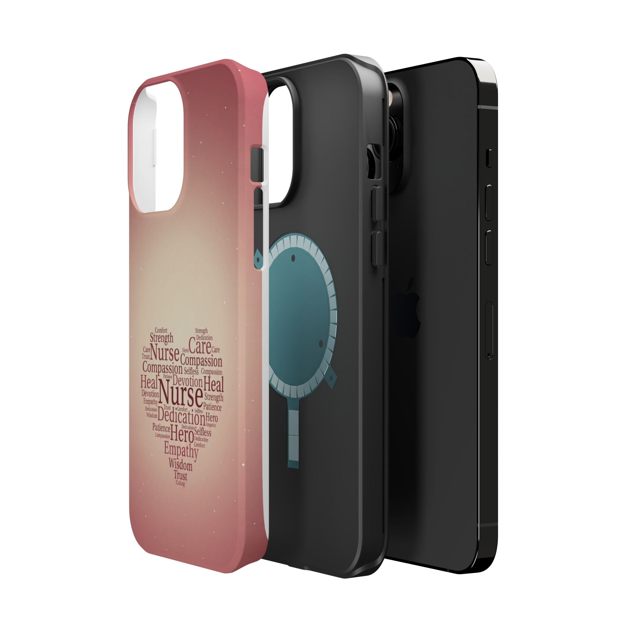 Nurse Heart Word Art Phone Case — Impact-Resistant Wireless Charging Cover
