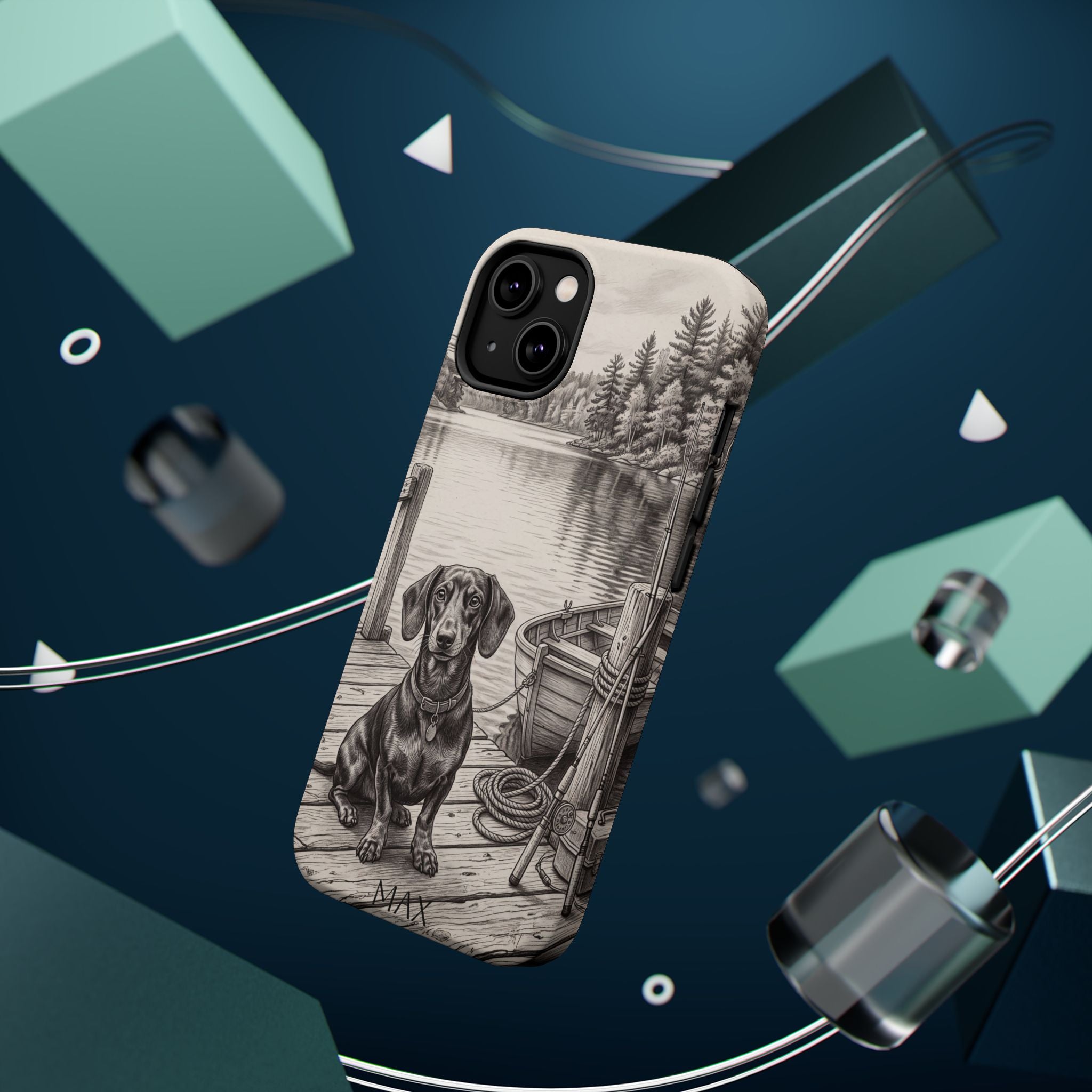 Personalized Dachshund Sunset Beach Phone Case — Wireless Charging Cover