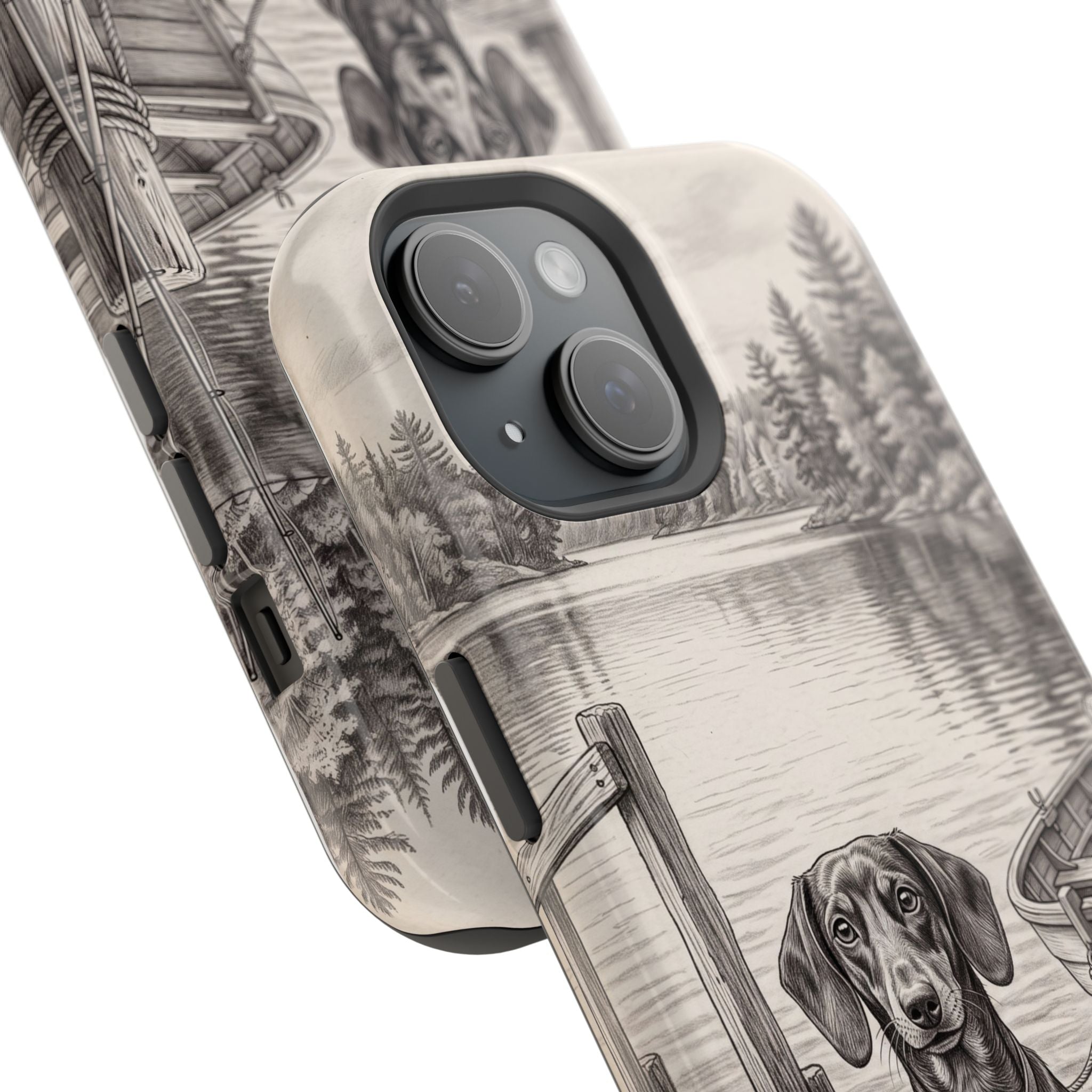 Personalized Dachshund Sunset Beach Phone Case — Wireless Charging Cover