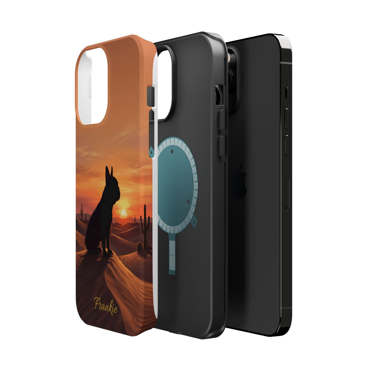 Personalized French Bulldog Desert Sunset Phone Case — Wireless Charging Cover