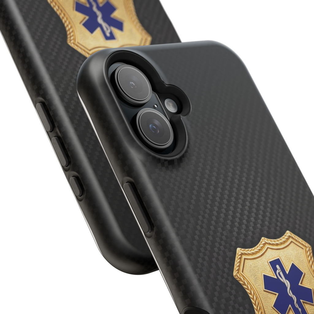 Gold Paramedic Badge Black Phone Case — Magnetic Wireless Charging Cover