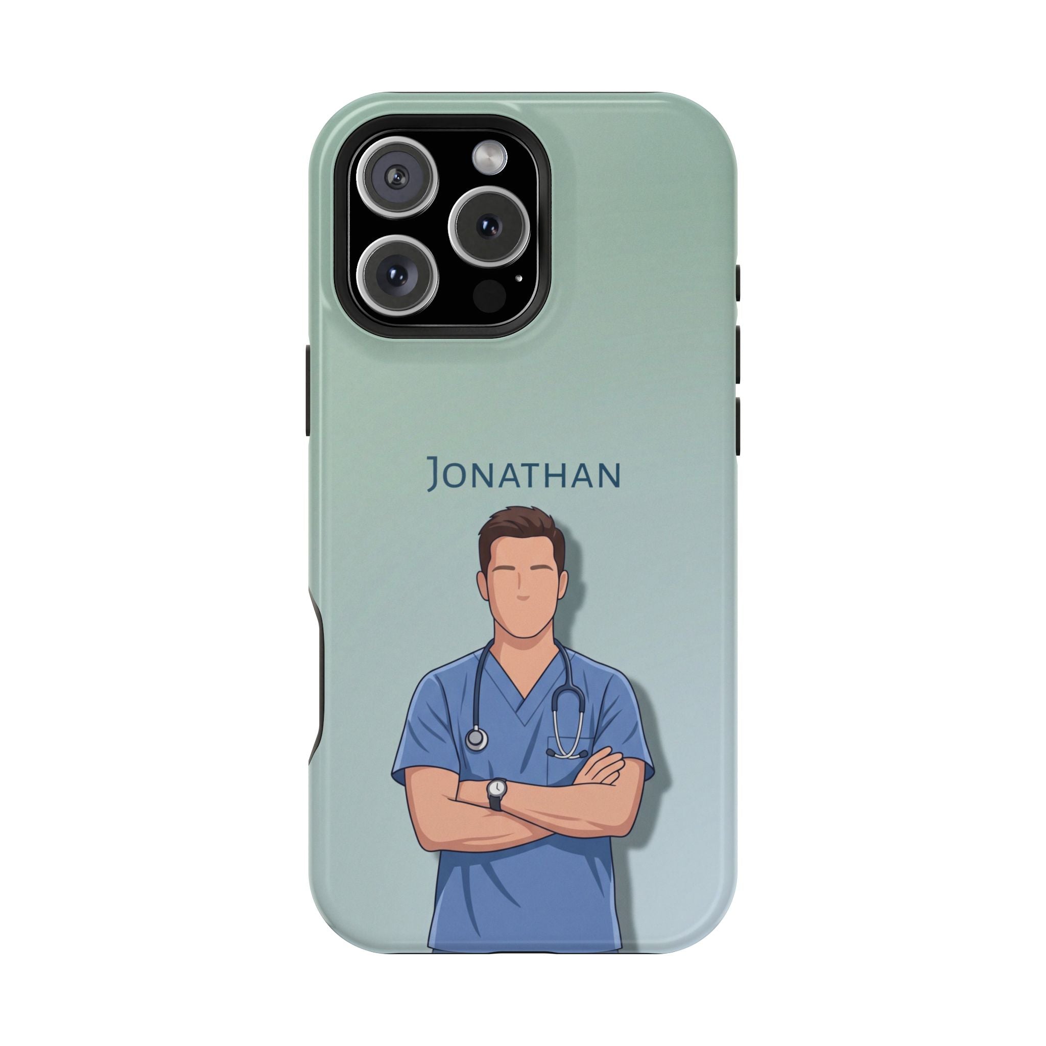 Personalized Nurse Portrait Phone Case — Impact-Resistant Wireless Charging Cover