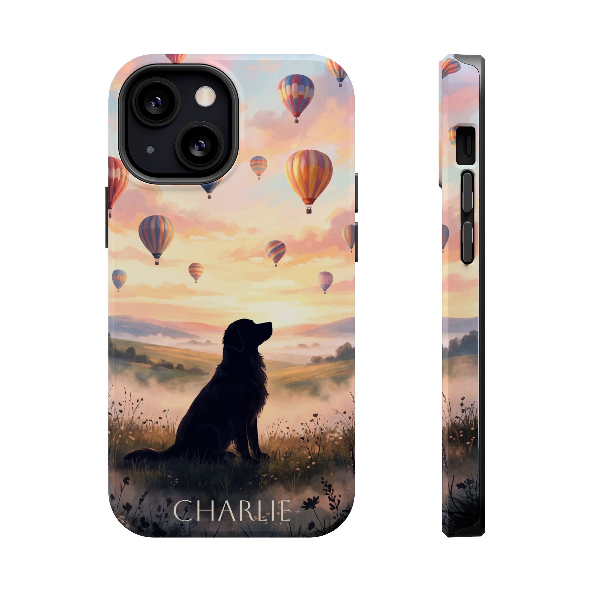 Personalized Golden Retriever Hot Air Balloon Phone Case — Wireless Charging Cover