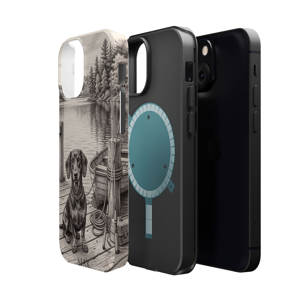 Personalized Dachshund Sunset Beach Phone Case — Wireless Charging Cover