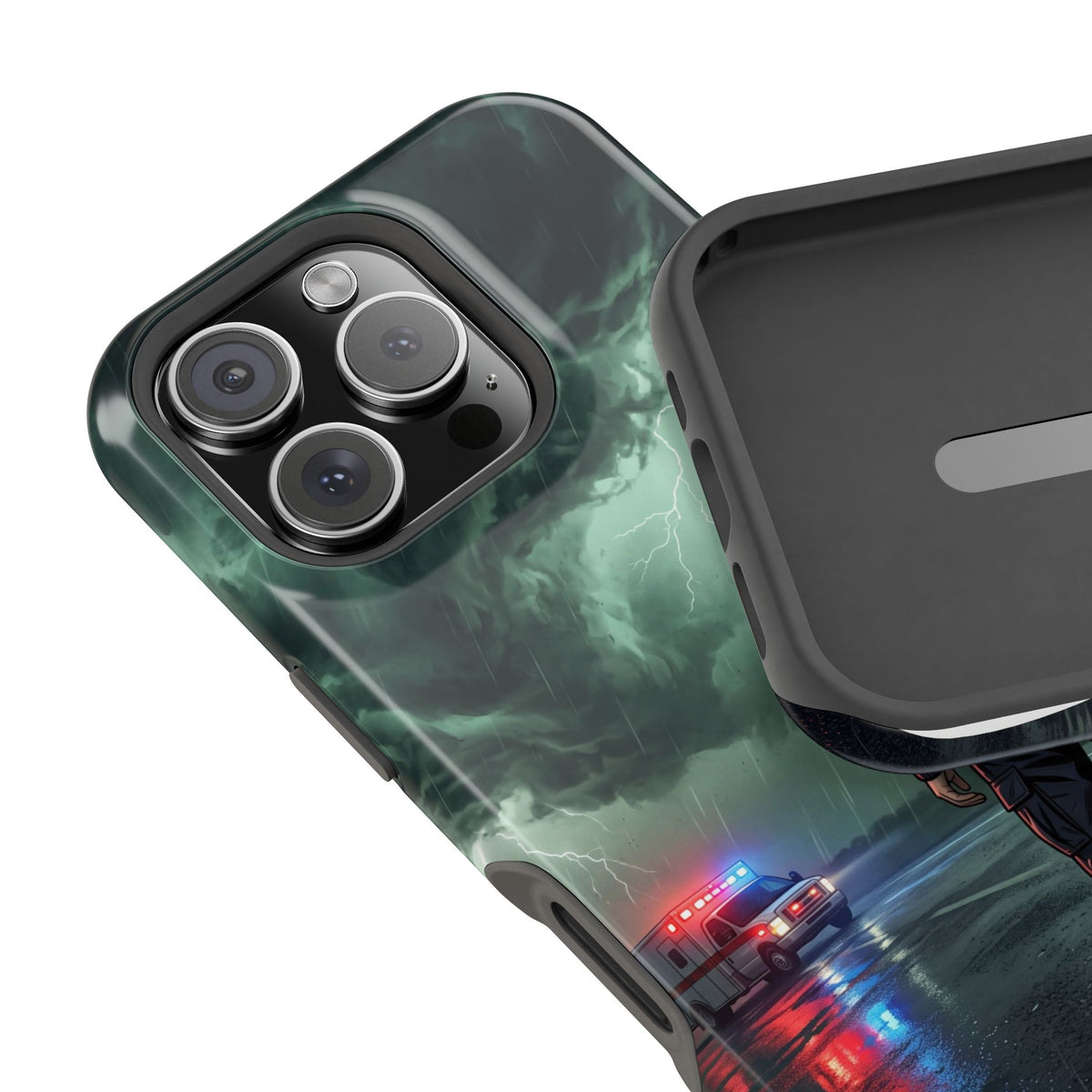Female Paramedic Green Storm Phone Case — Magnetic Wireless Charging Cover