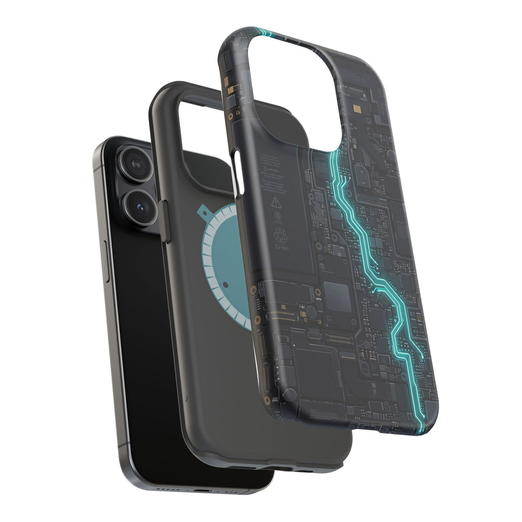 Cyan Bolt Electrician Phone Case — Electric Circuit Wireless Charging Cover