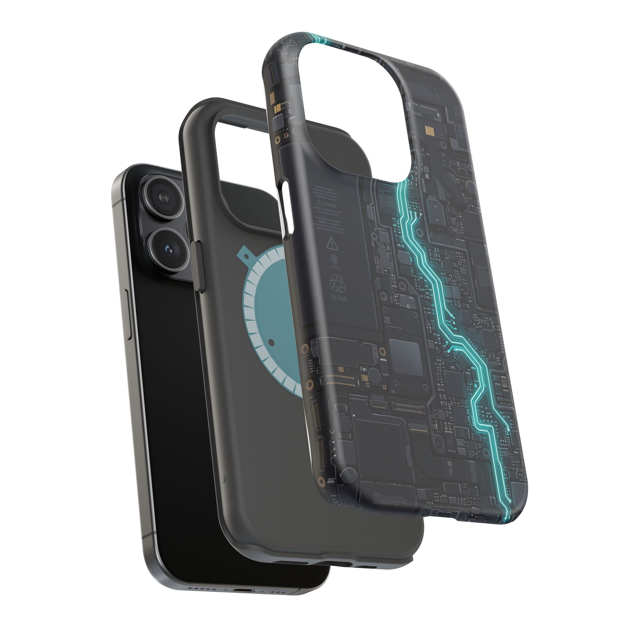Cyan Bolt Electrician Phone Case — Electric Circuit Wireless Charging Cover