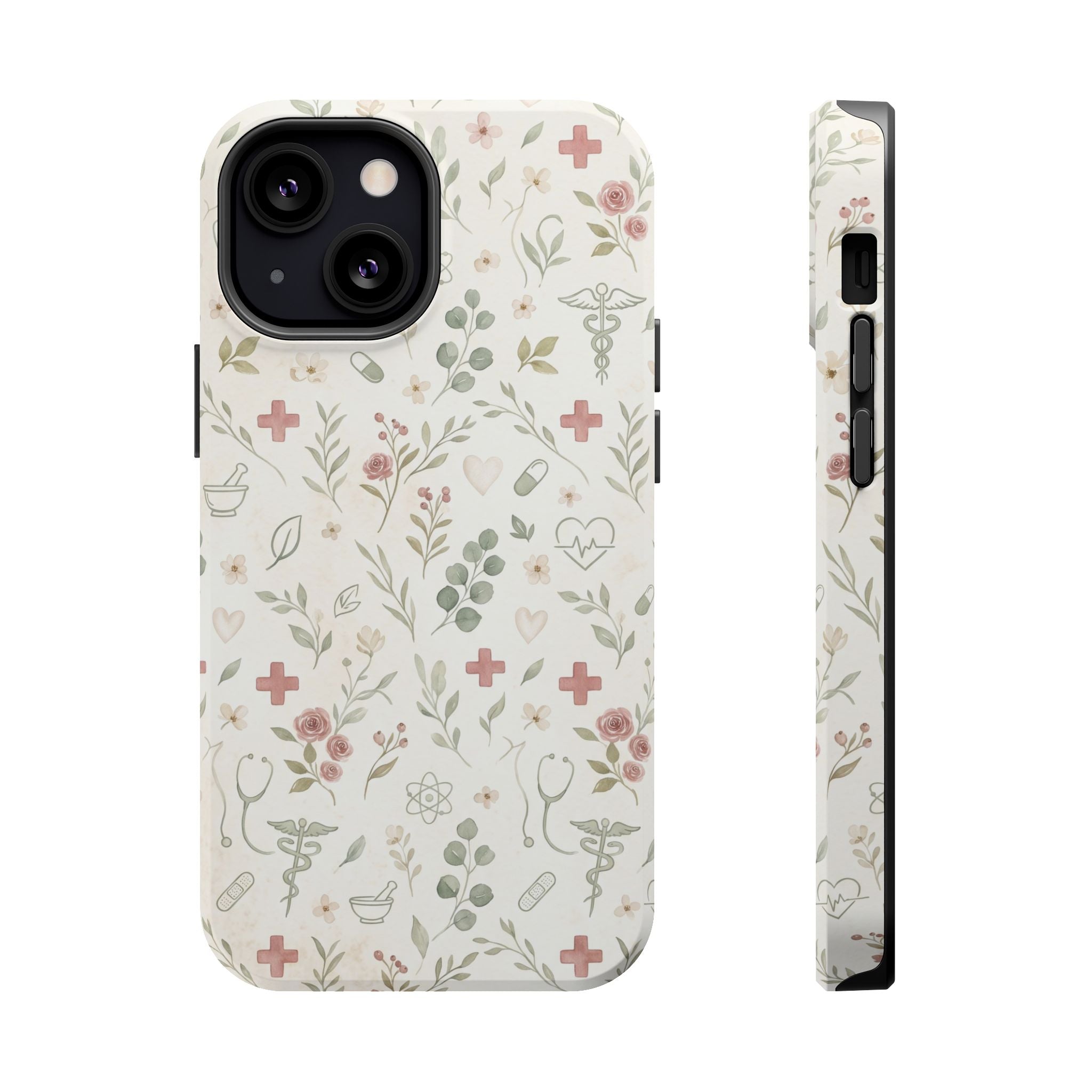Floral Nurse Phone Case — Impact-Resistant Wireless Charging Cover