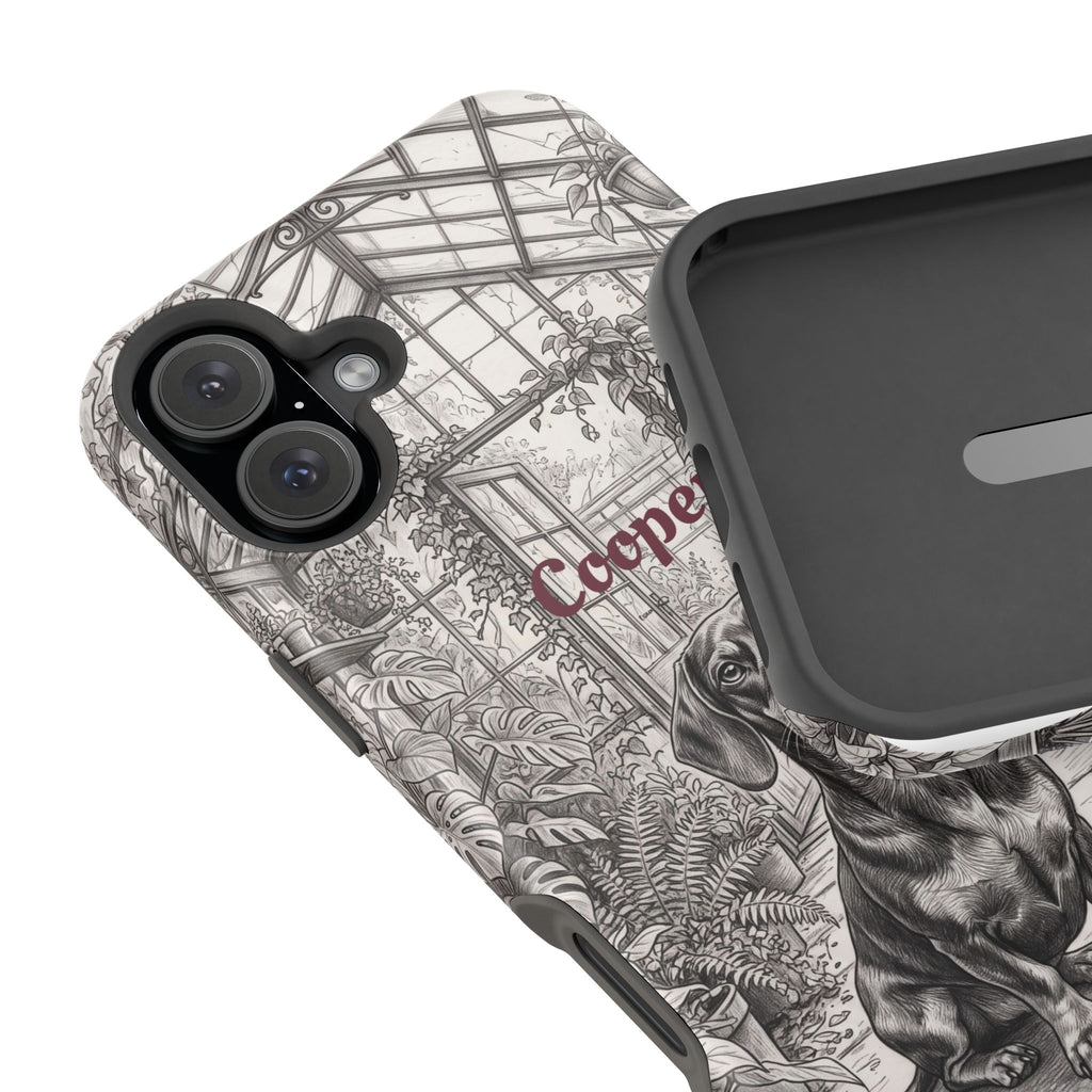 Personalized Dachshund Vintage Greenhouse Phone Case — Wireless Charging Cover