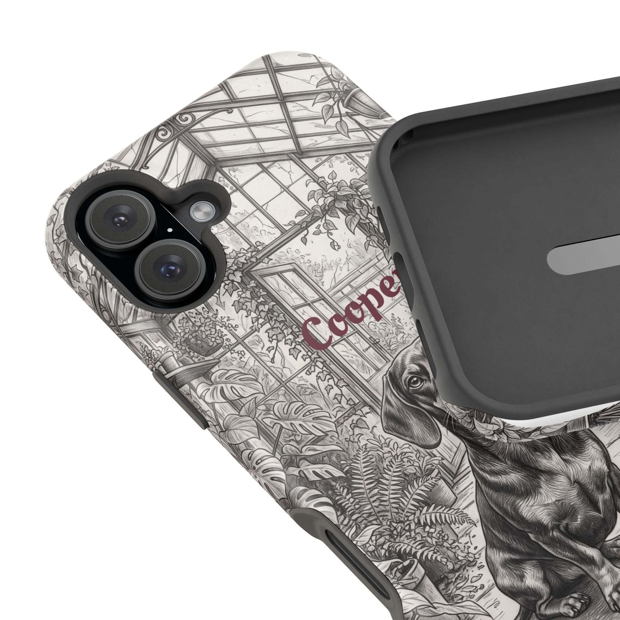 Personalized Dachshund Vintage Greenhouse Phone Case — Wireless Charging Cover