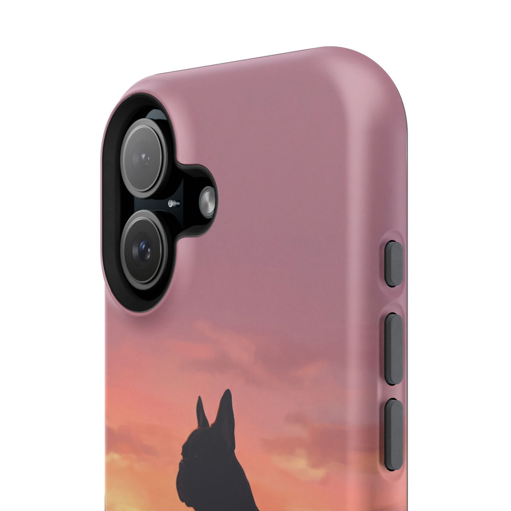 Personalized French Bulldog City Skyline Sunset Phone Case — Wireless Charging Cover