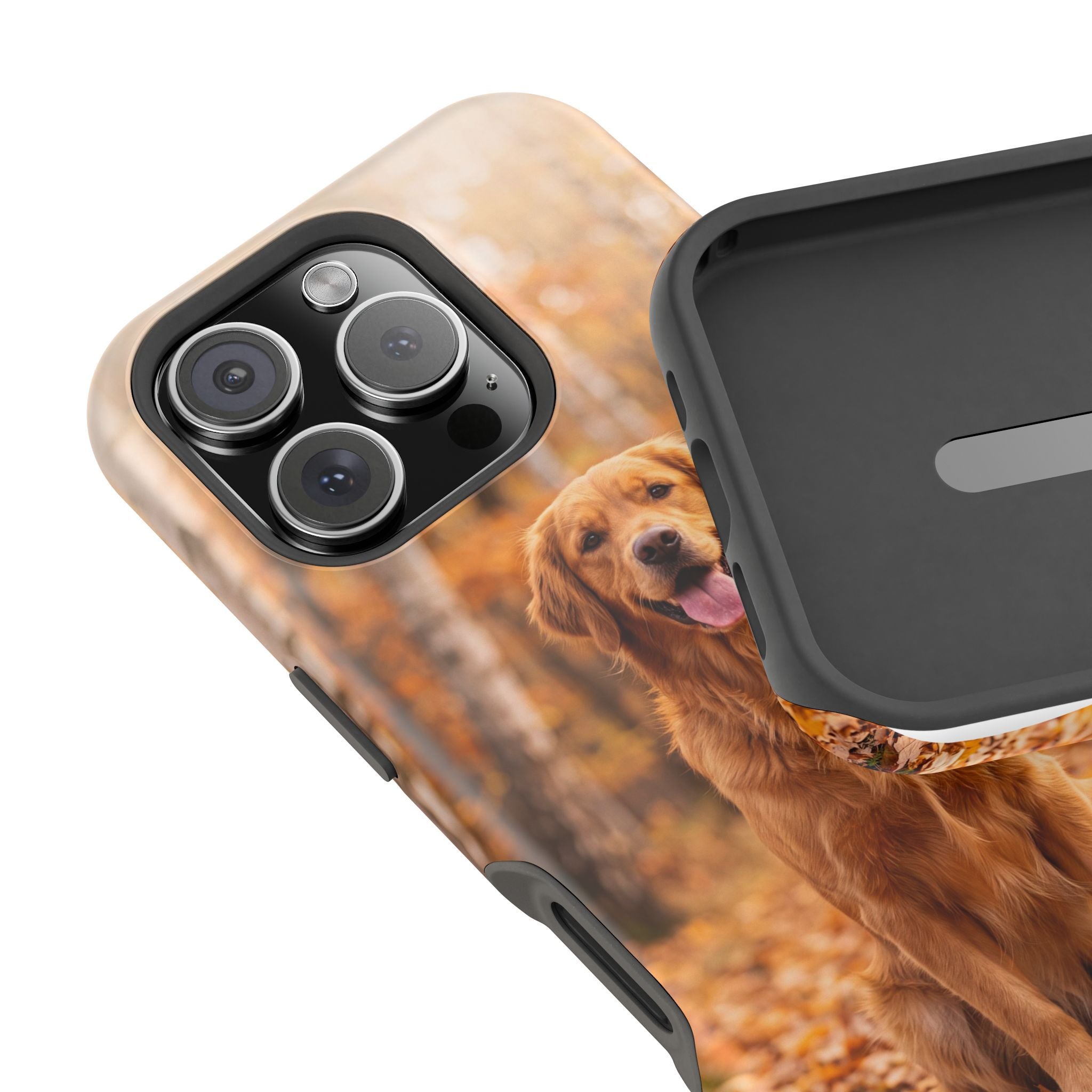 Autumn Golden Retriever Phone Case — Impact-Resistant Wireless Charging Cover