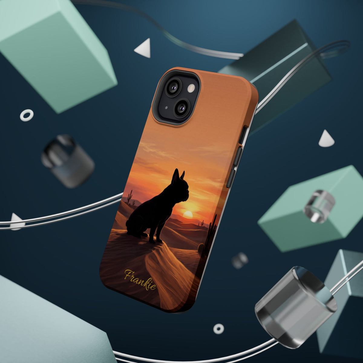 Personalized French Bulldog Desert Sunset Phone Case — Wireless Charging Cover