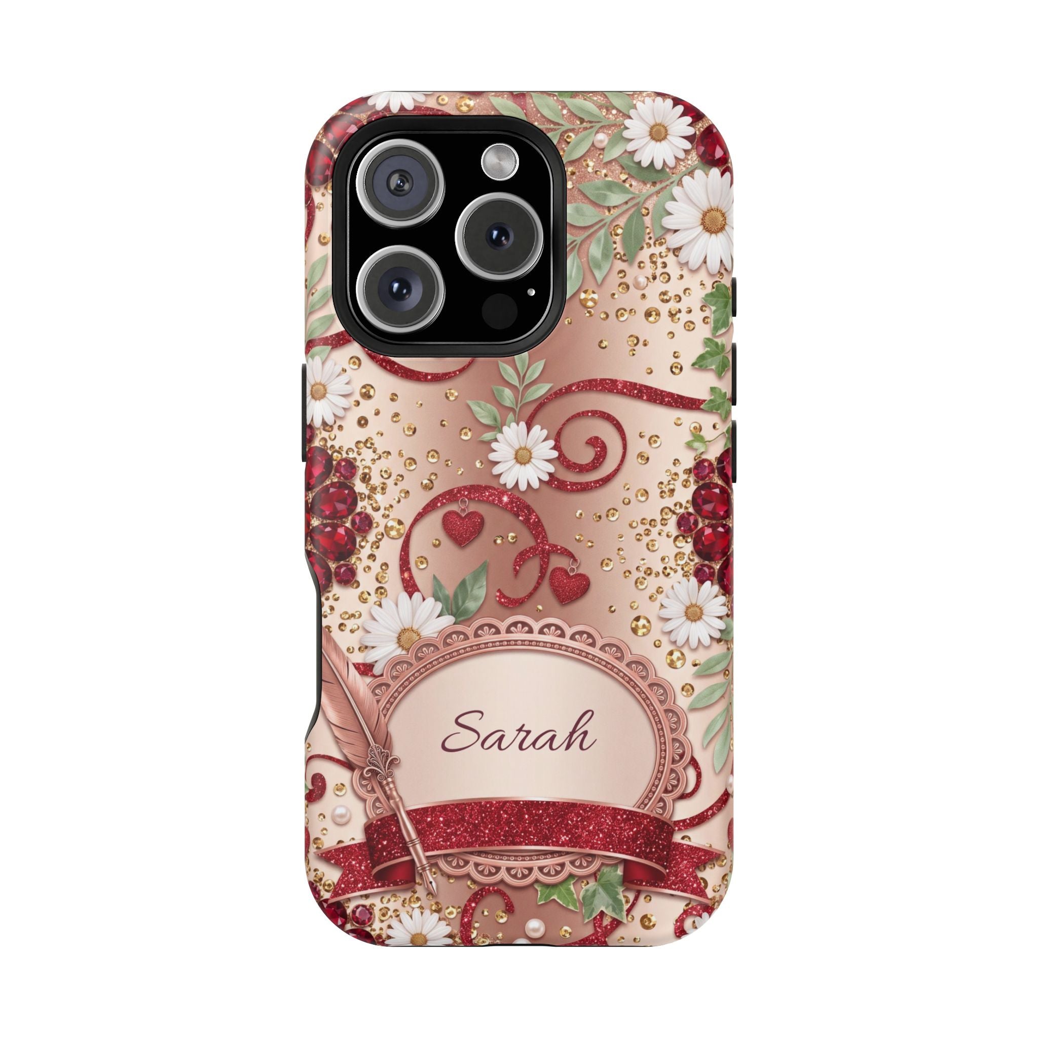 Personalized Vintage Floral Teacher Phone Case — Wireless Charging Cover