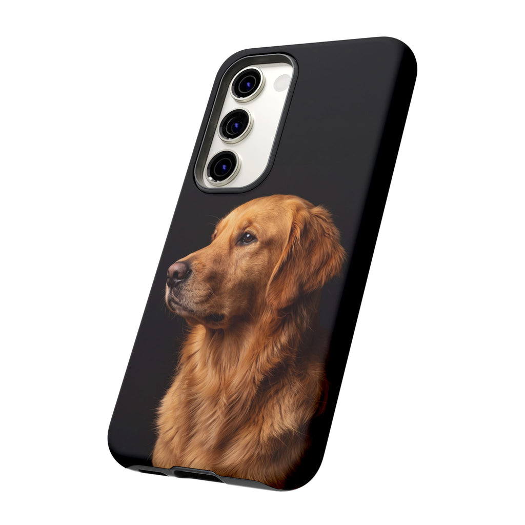 Golden Retriever Portrait Phone Case | Realistic Dog Photo on Black Background | iPhone & Samsung