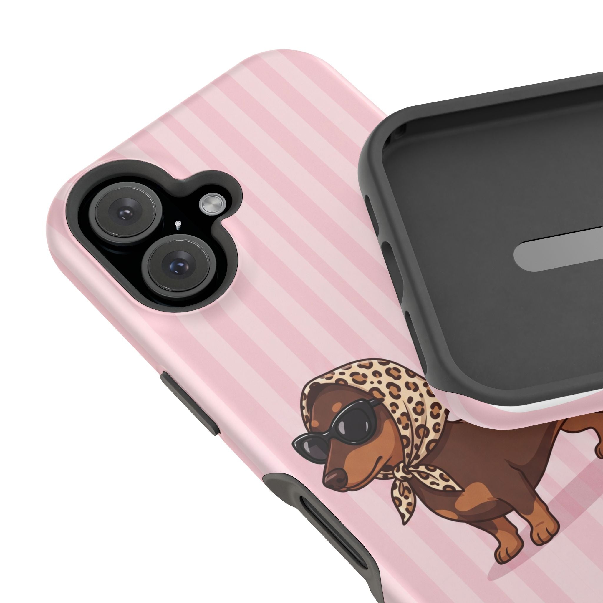 Preppy Dachshund Phone Case — Impact-Resistant Wireless Charging Cover