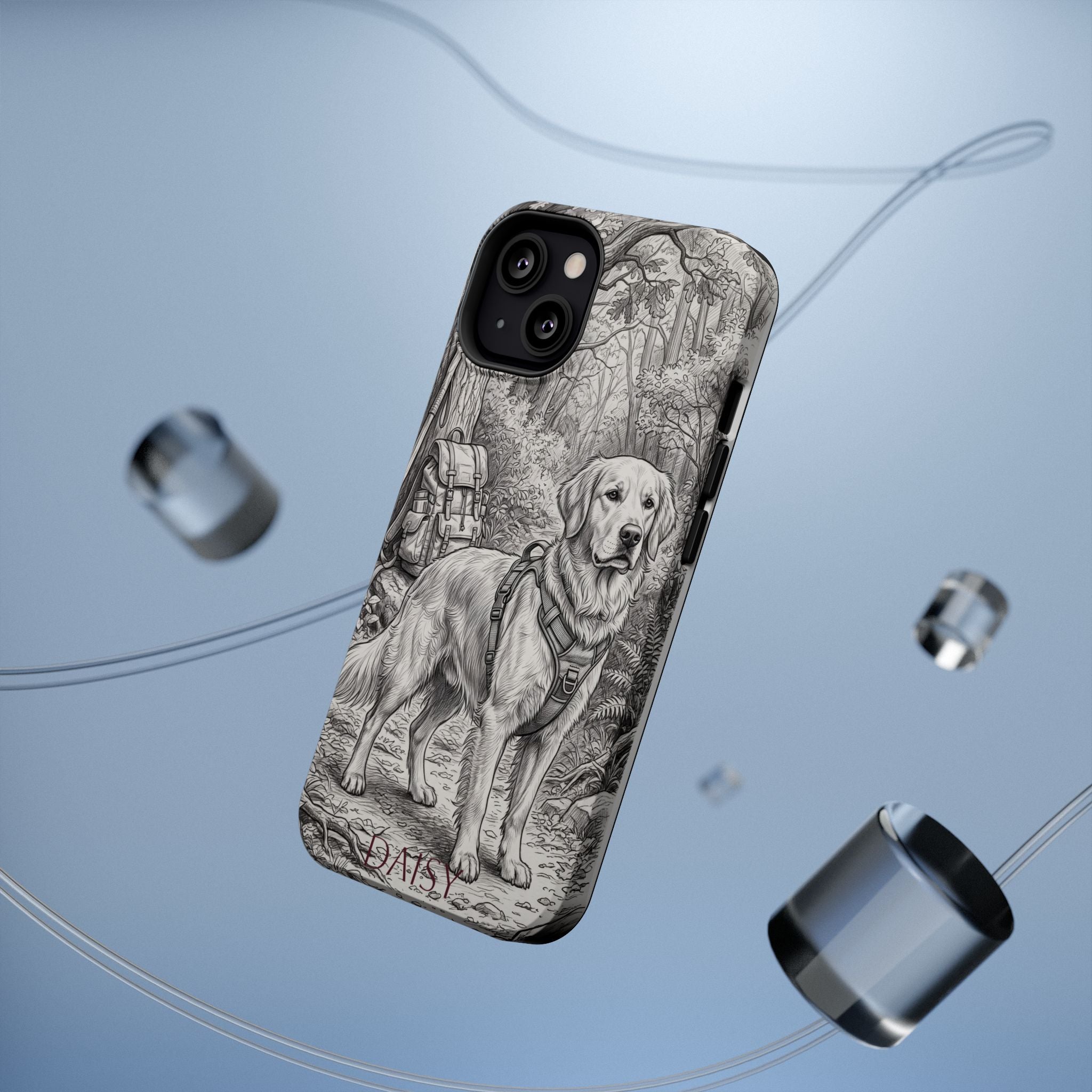 Personalized Golden Retriever Woodland Trail Phone Case — Wireless Charging Cover