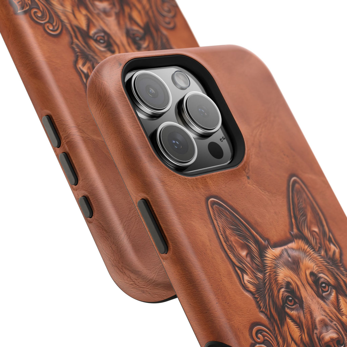 German Shepherd Phone Case | Western Tooled Art — Tough Magnetic Case with Wireless Charging