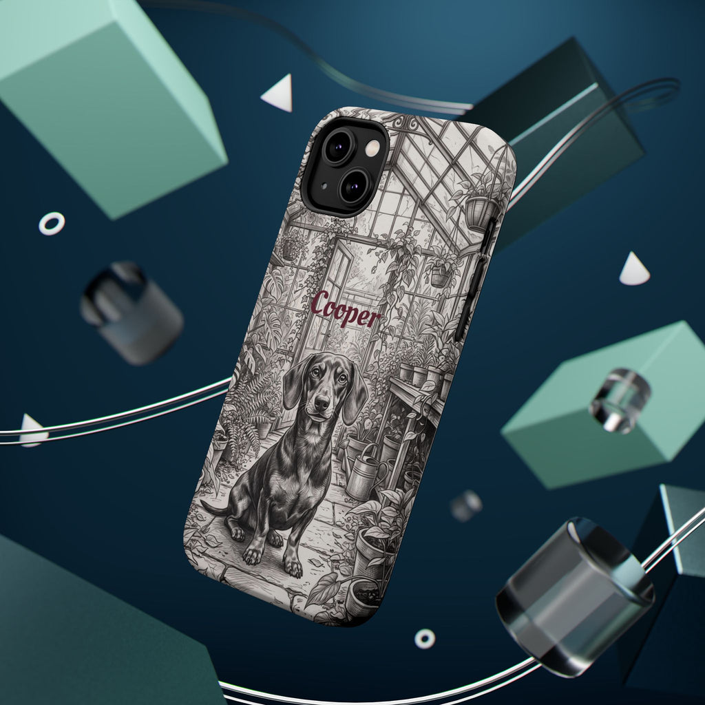Personalized Dachshund Vintage Greenhouse Phone Case — Wireless Charging Cover