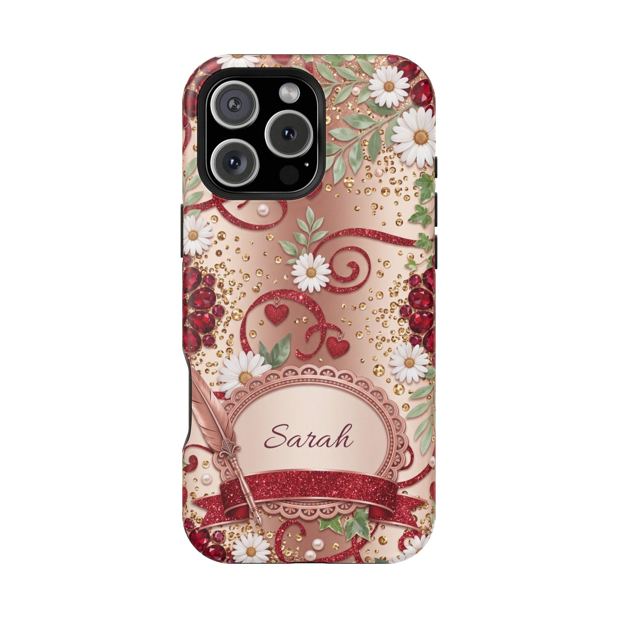 Personalized Vintage Floral Teacher Phone Case — Wireless Charging Cover