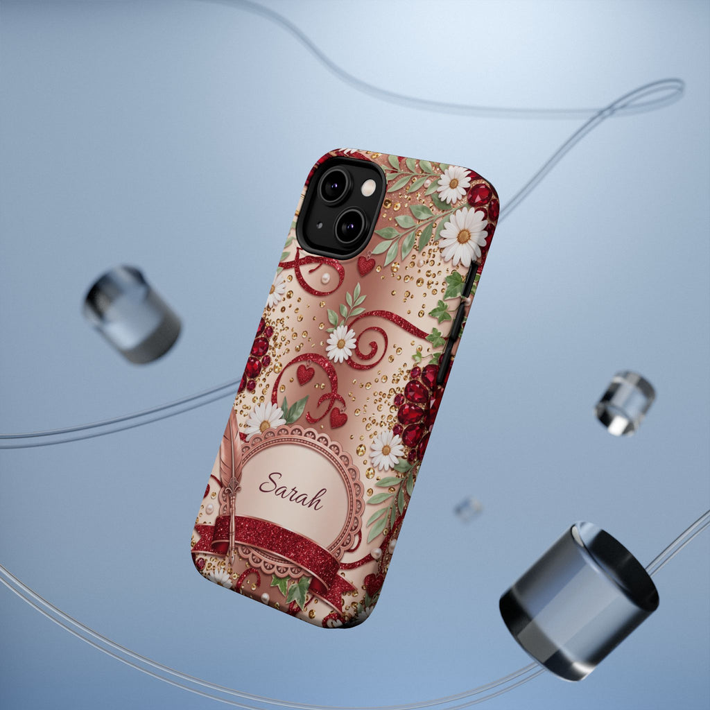 Personalized Vintage Floral Teacher Phone Case — Wireless Charging Cover