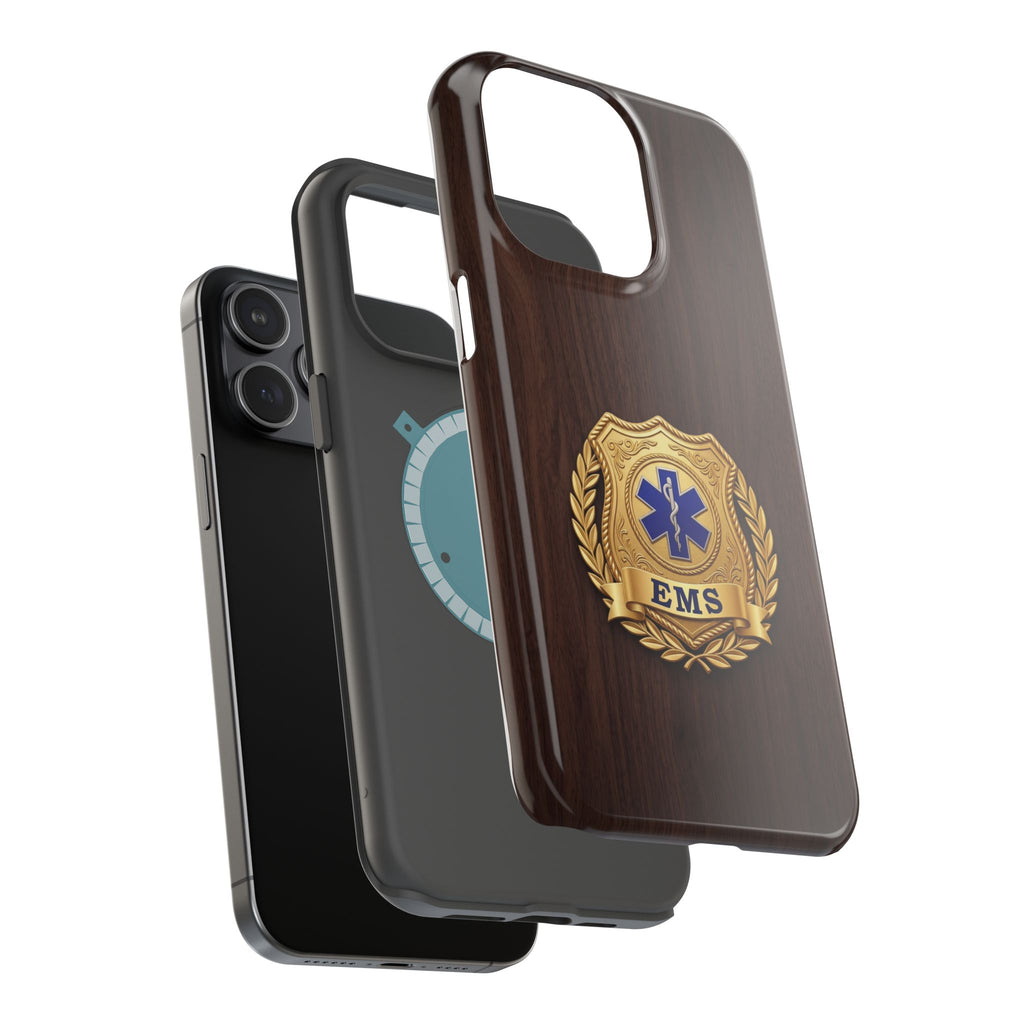 Gold EMS Laurel Badge Wood Phone Case — Magnetic Wireless Charging Cover