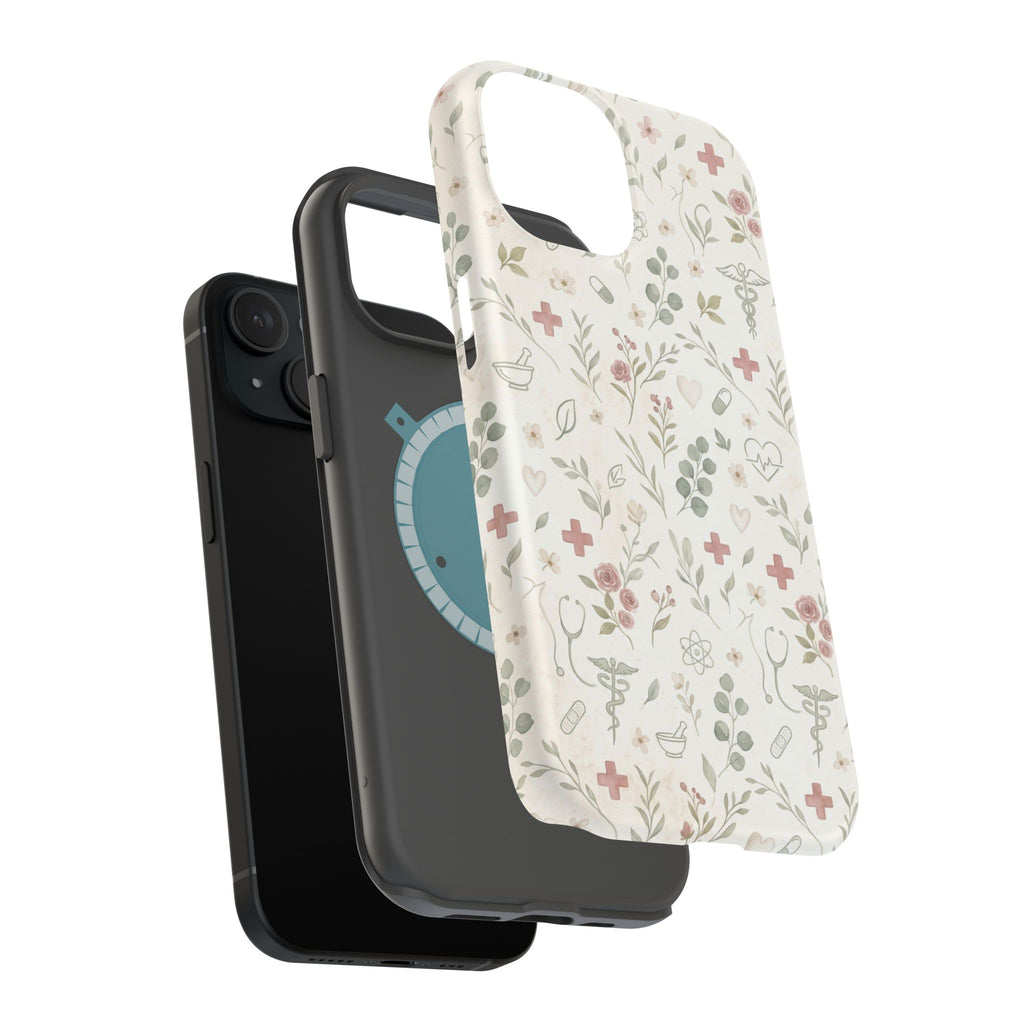 Floral Nurse Phone Case — Impact-Resistant Wireless Charging Cover