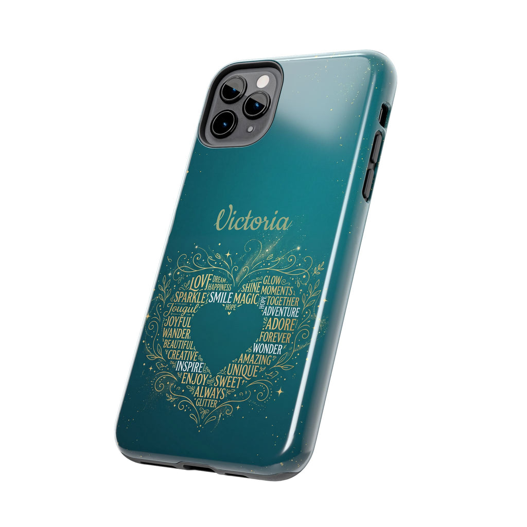 Personalized Teacher Phone Case — Custom Name Heart Word Art Design