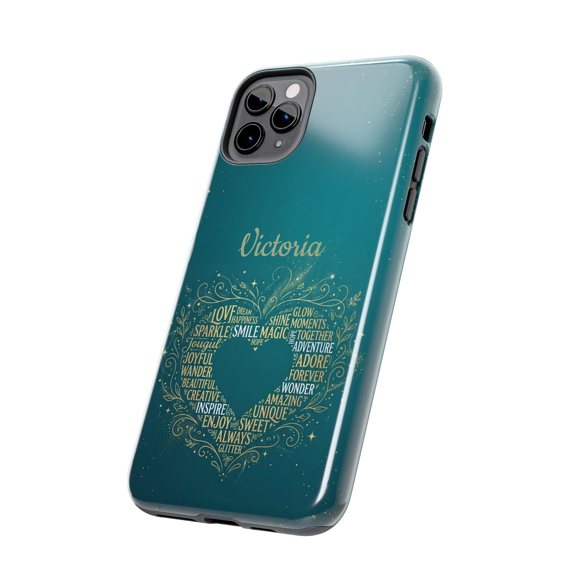 Personalized Teacher Phone Case — Custom Name Heart Word Art Design