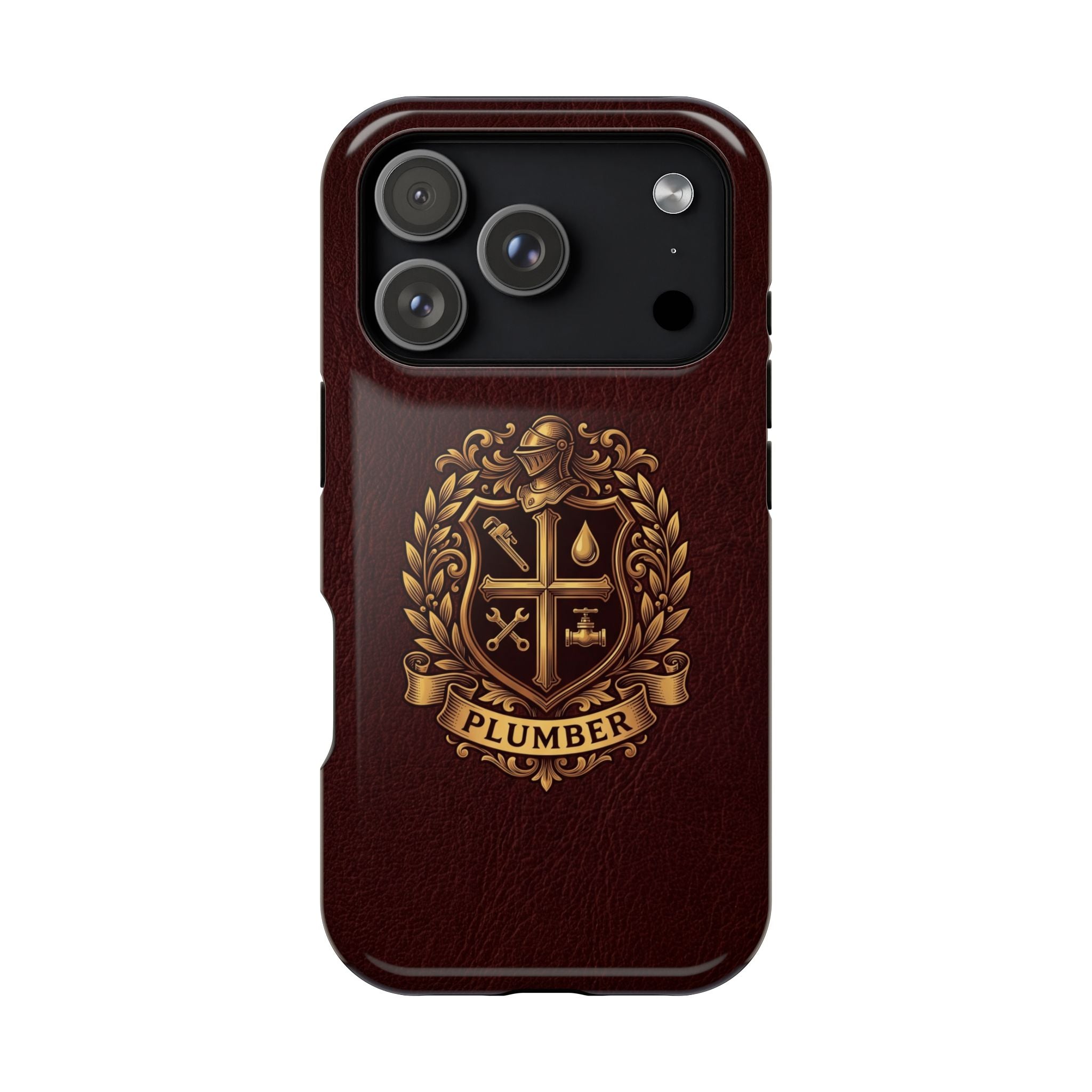 Plumber Crest Phone Case — Heraldic Shield Design Wireless Charging Cover