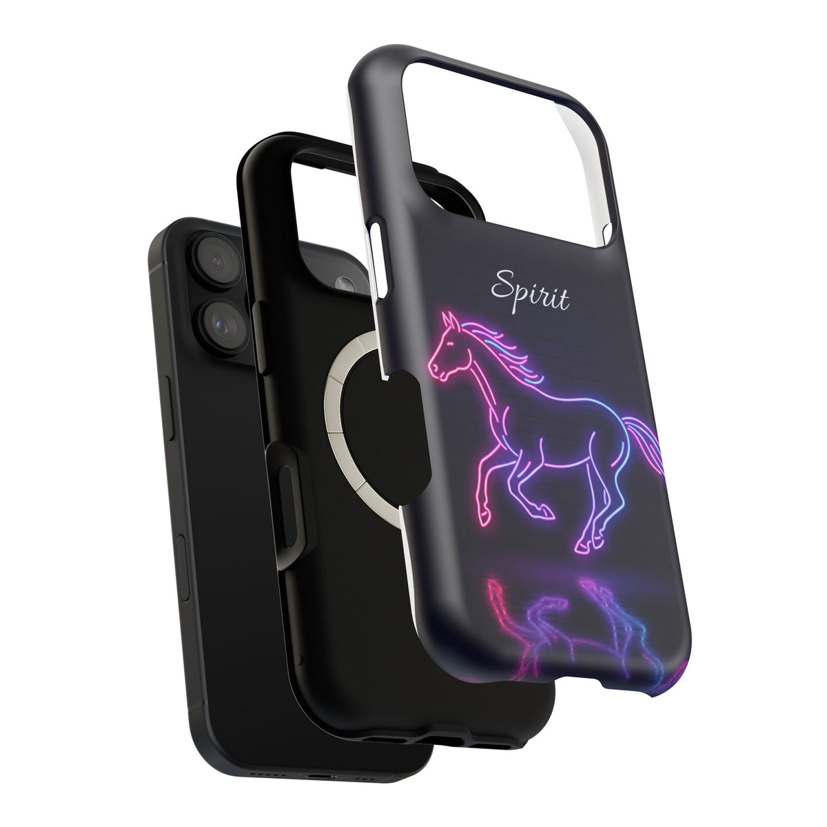 Personalized Neon Glow Horse Phone Case — Tough Magnetic Case with Wireless Charging