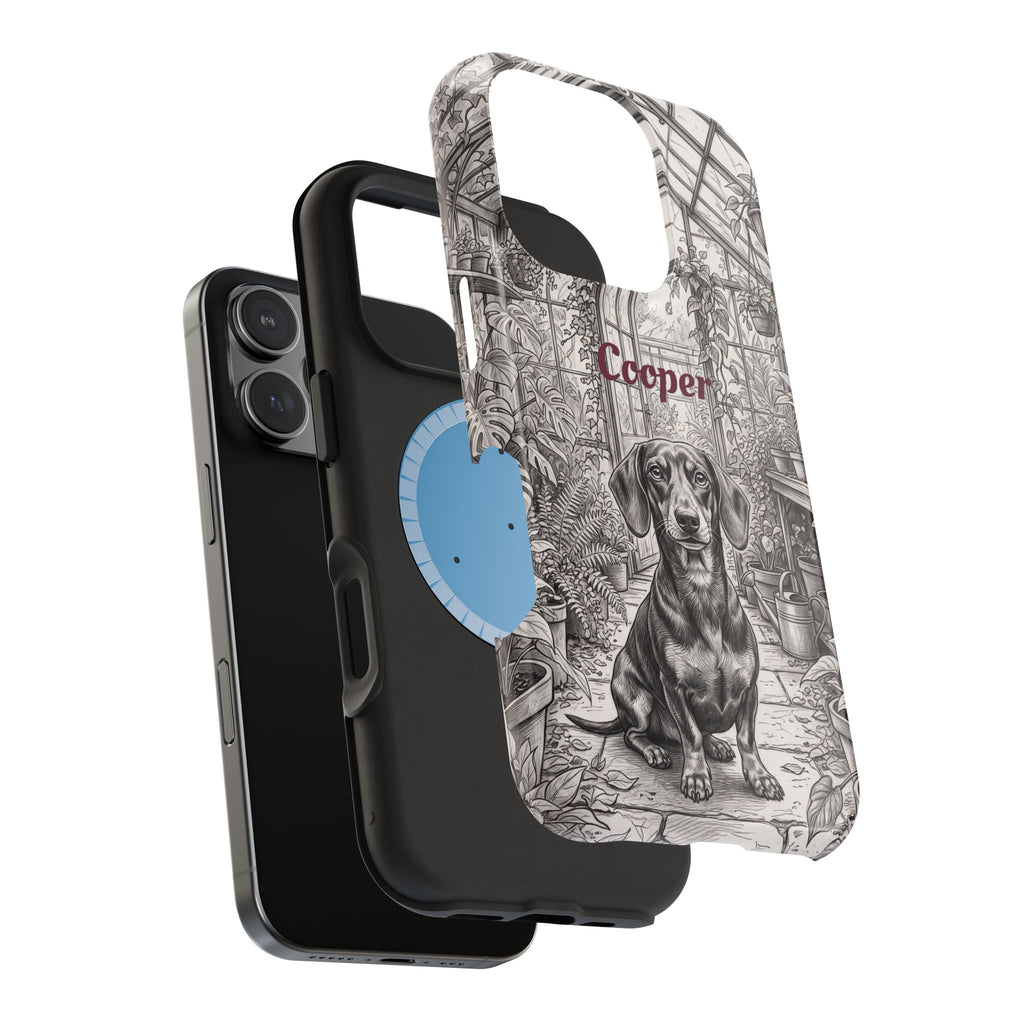 Personalized Dachshund Vintage Greenhouse Phone Case — Wireless Charging Cover