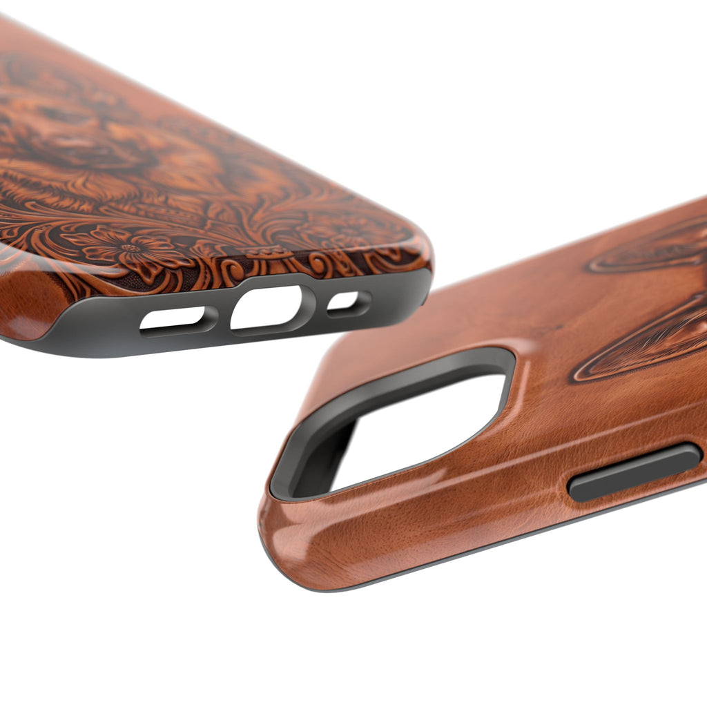 German Shepherd Phone Case | Western Tooled Art — Tough Magnetic Case with Wireless Charging