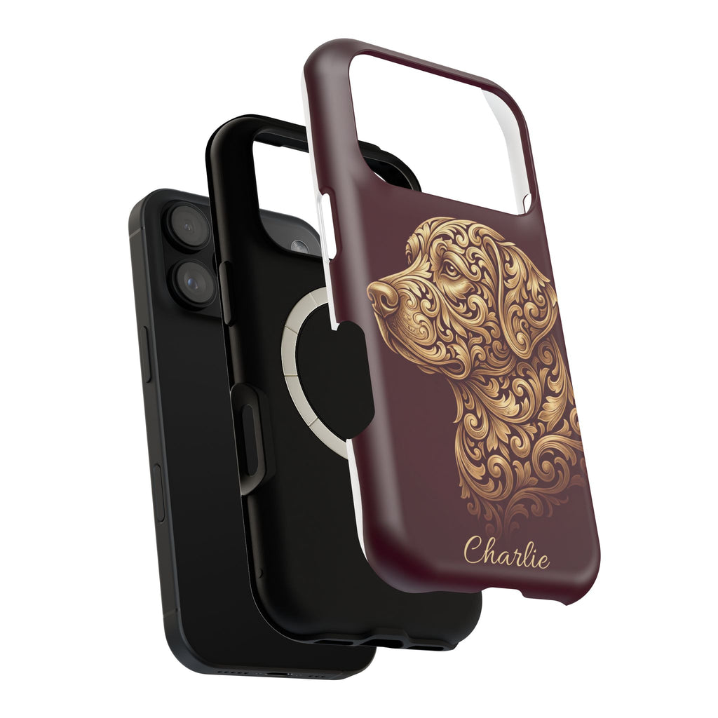 Personalized Gold Filigree Labrador Phone Case — Tough Magnetic Case with Wireless Charging