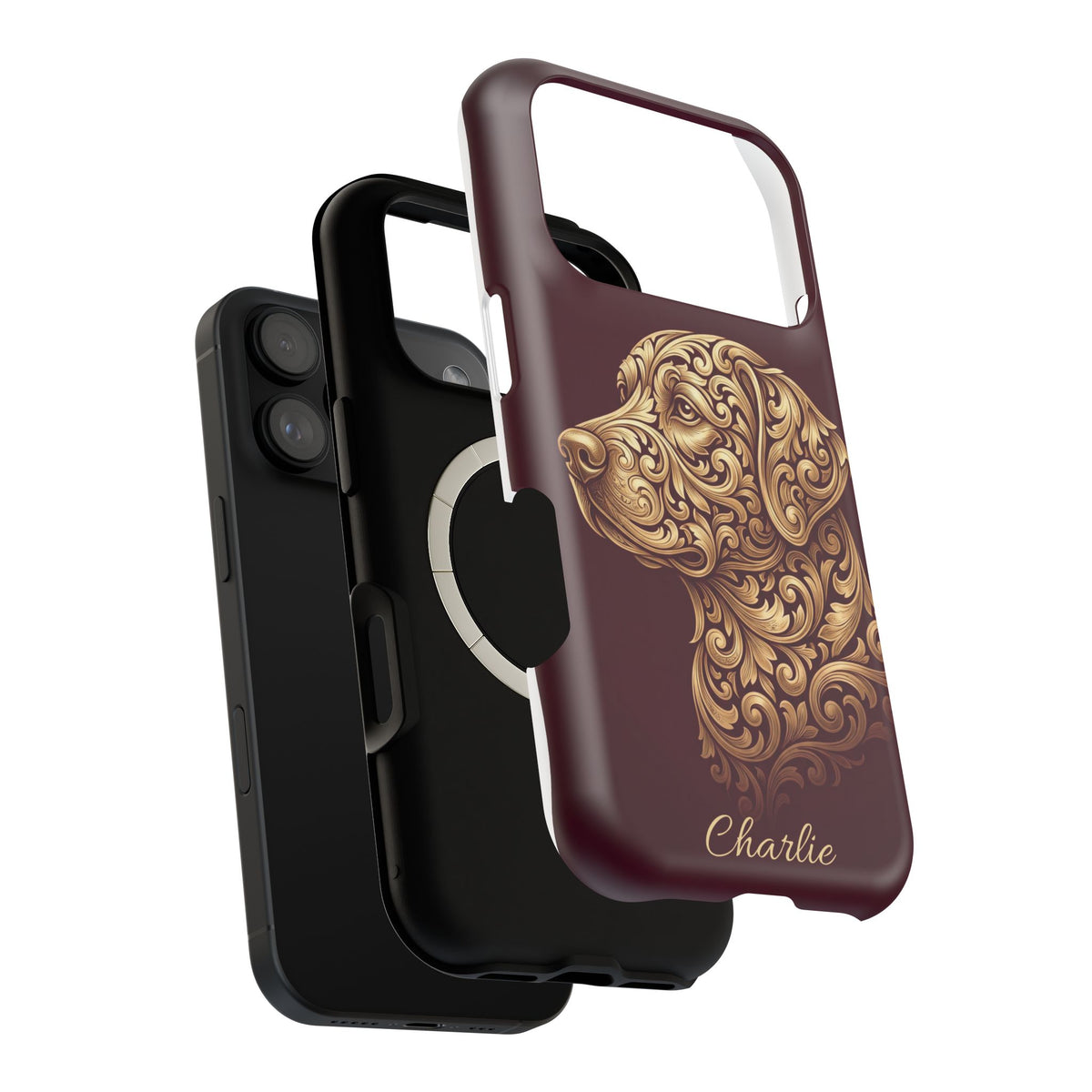 Personalized Gold Filigree Labrador Phone Case — Tough Magnetic Case with Wireless Charging