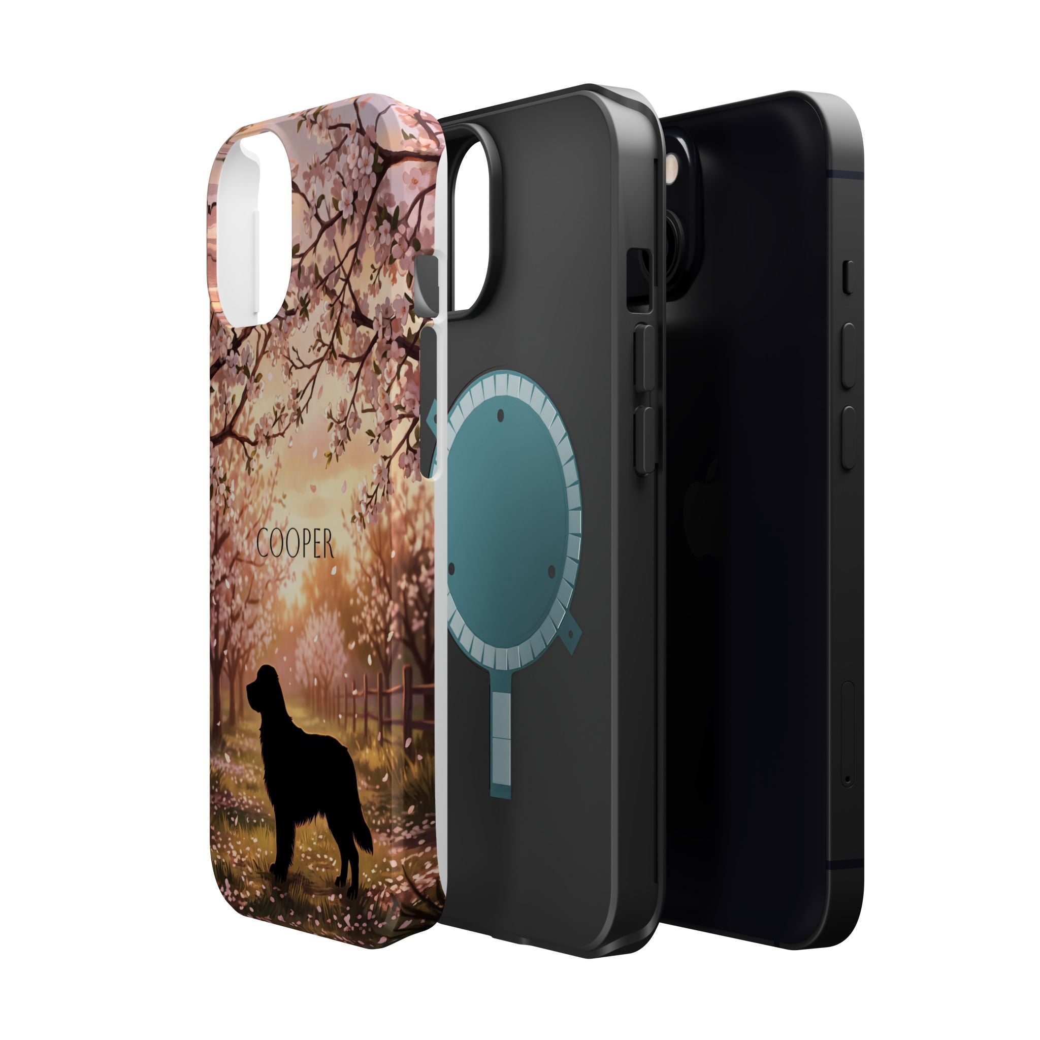 Personalized Golden Retriever Autumn Forest Phone Case — Wireless Charging Cover