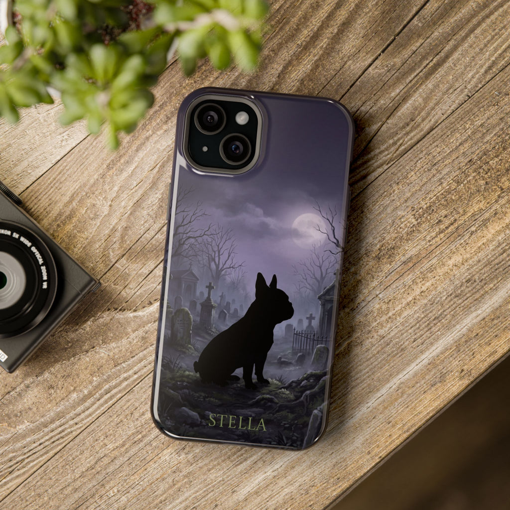 Personalized French Bulldog Moonlit Graveyard Phone Case — Wireless Charging Cover
