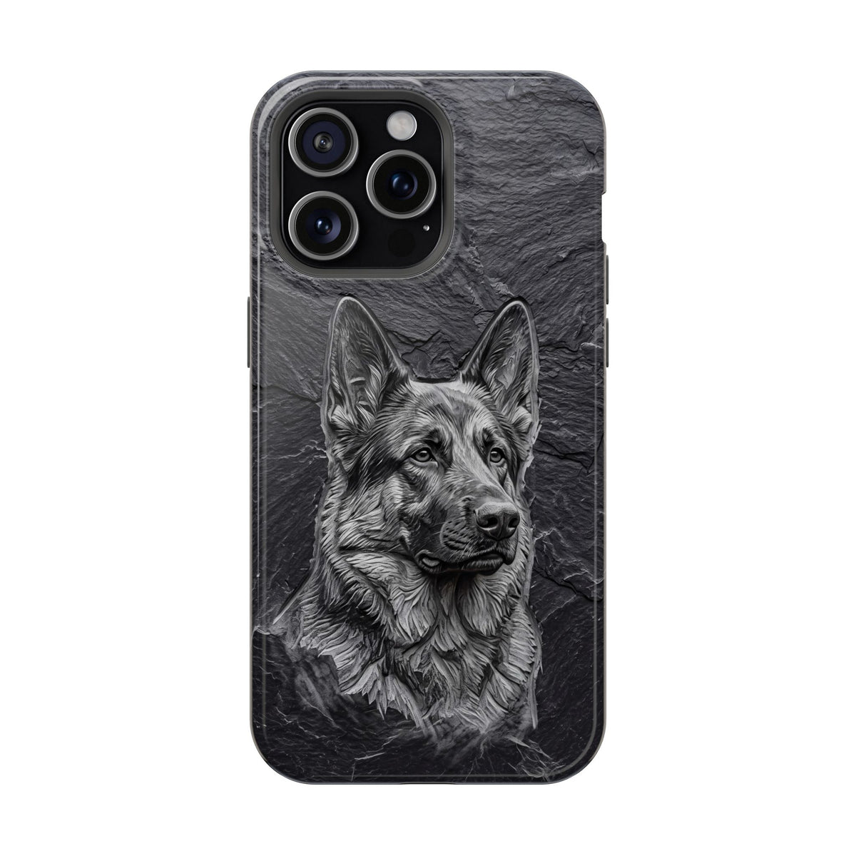 German Shepherd Phone Case | Carved Stone Art — Tough Magnetic Case with Wireless Charging
