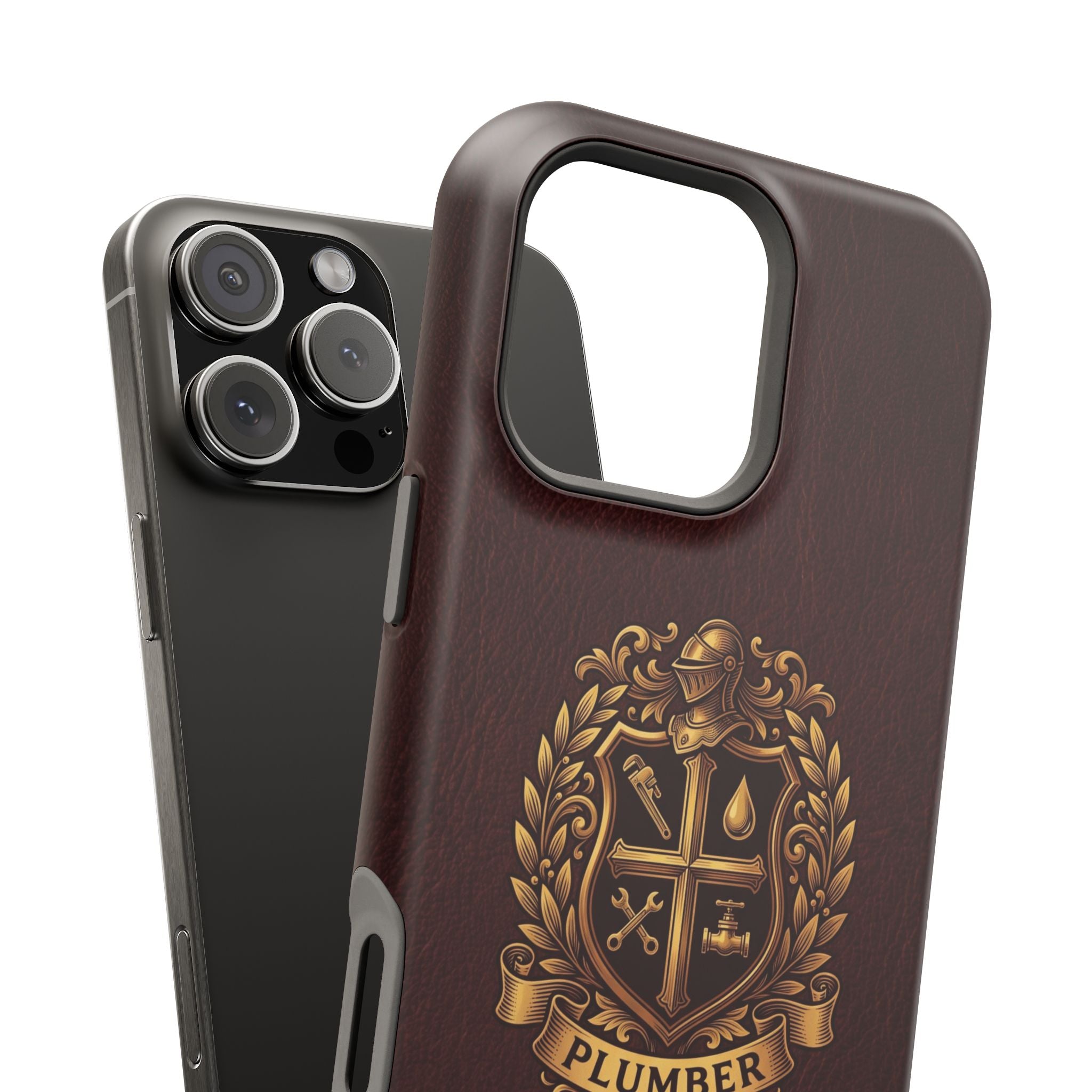 Plumber Crest Phone Case — Heraldic Shield Design Wireless Charging Cover
