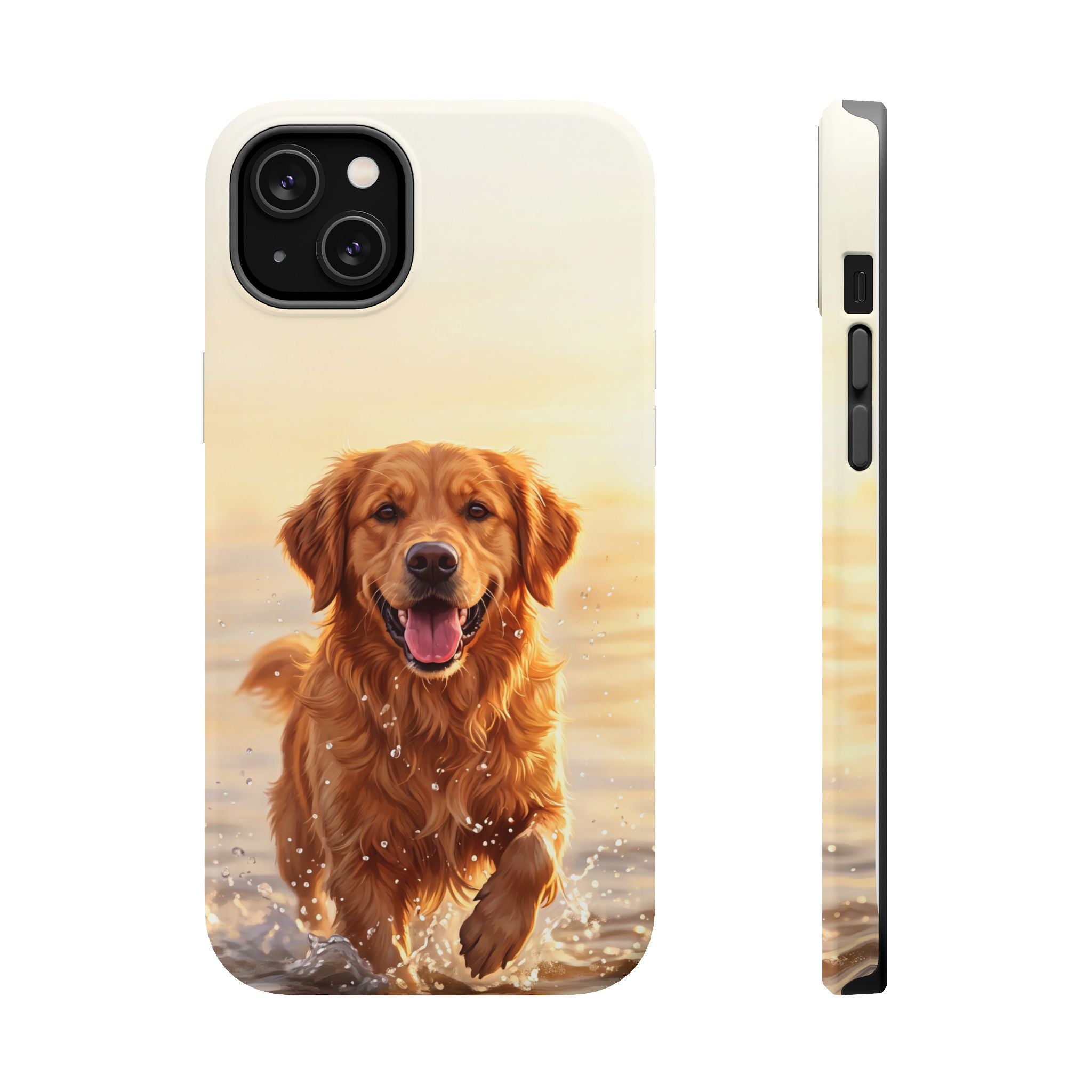 Beach Golden Retriever Phone Case — Impact-Resistant Wireless Charging Cover