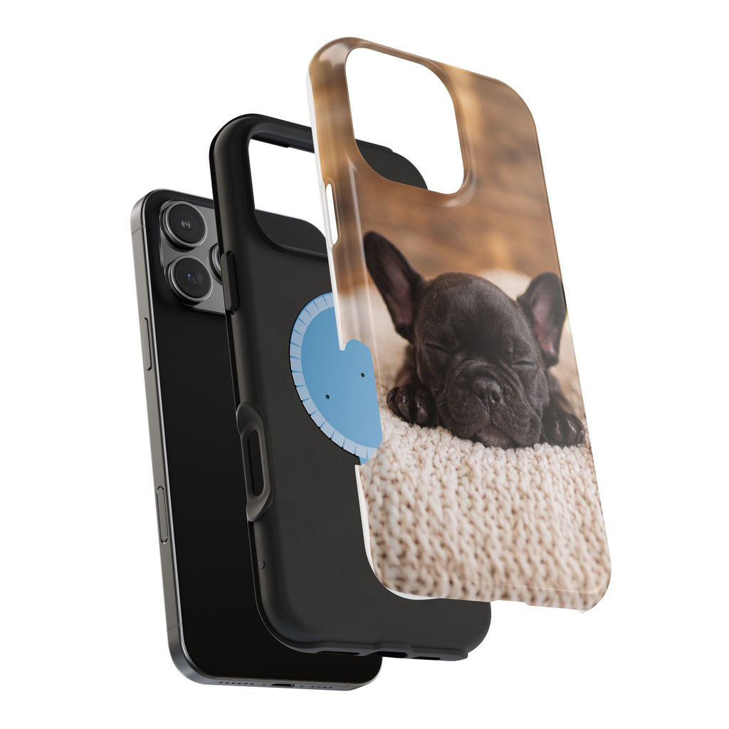 Sleepy French Bulldog Phone Case — Impact-Resistant Wireless Charging Cover