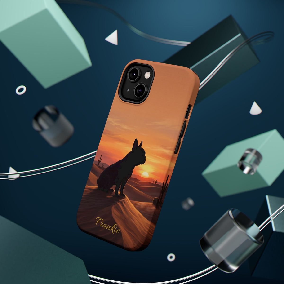Personalized French Bulldog Desert Sunset Phone Case — Wireless Charging Cover