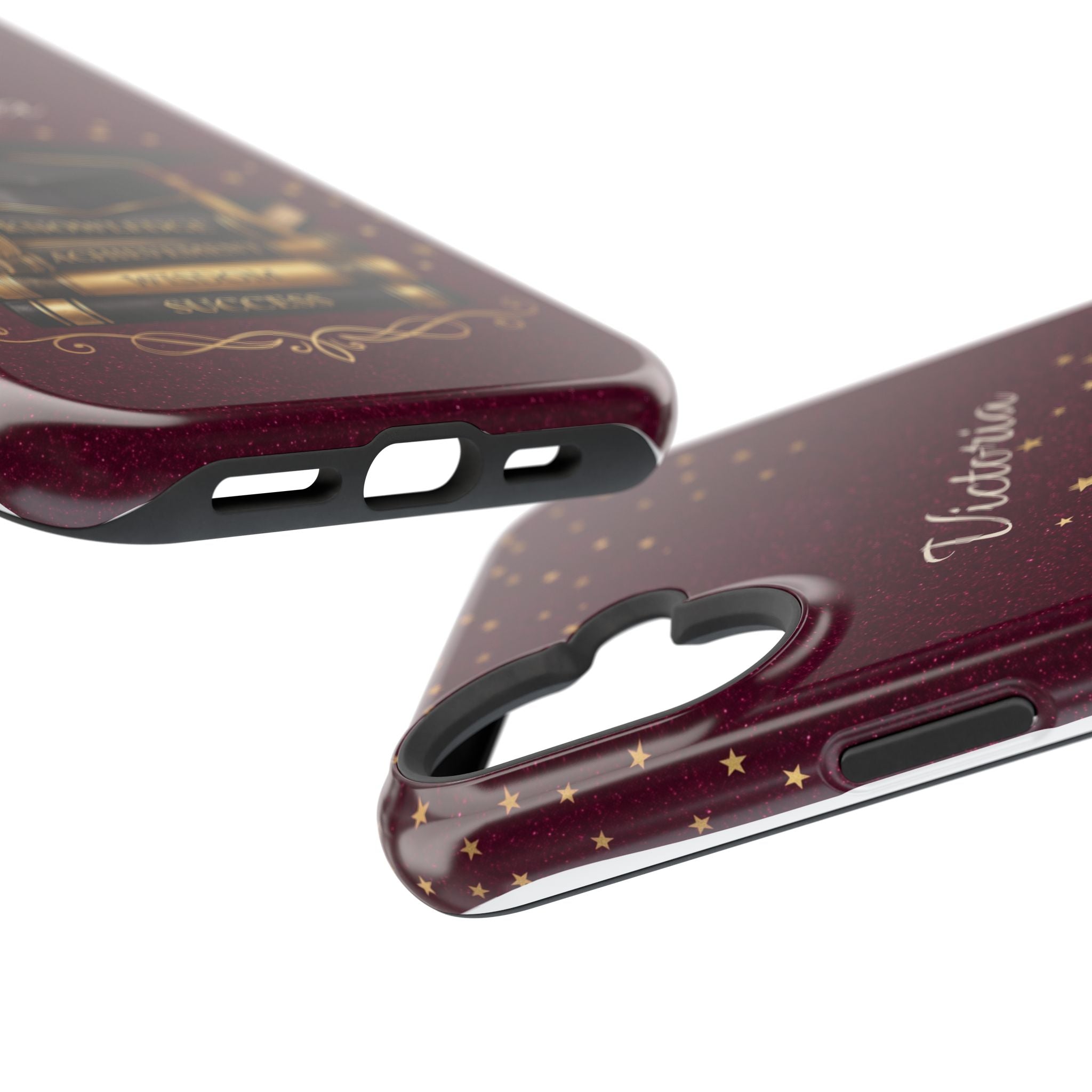 Graduation Cap & Books Personalized Teacher Phone Case — Wireless Charging Cover