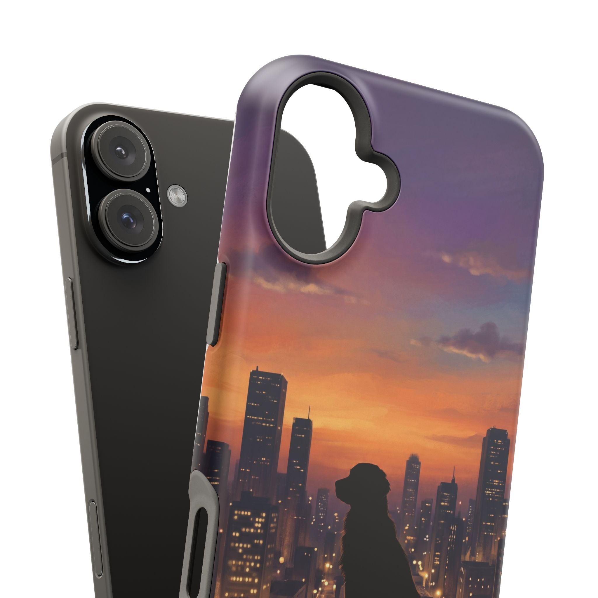 Personalized Golden Retriever City Skyline Phone Case — Wireless Charging Cover