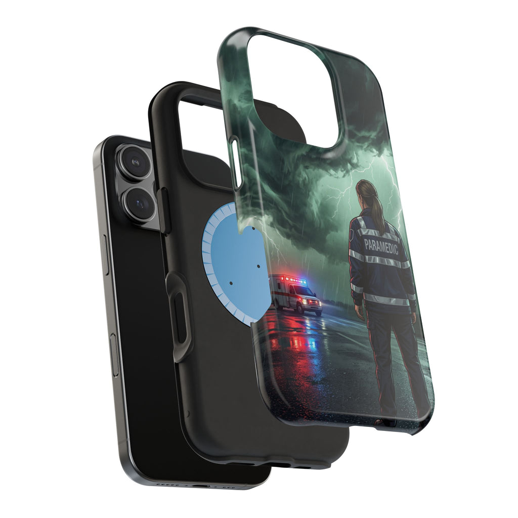 Female Paramedic Green Storm Phone Case — Magnetic Wireless Charging Cover