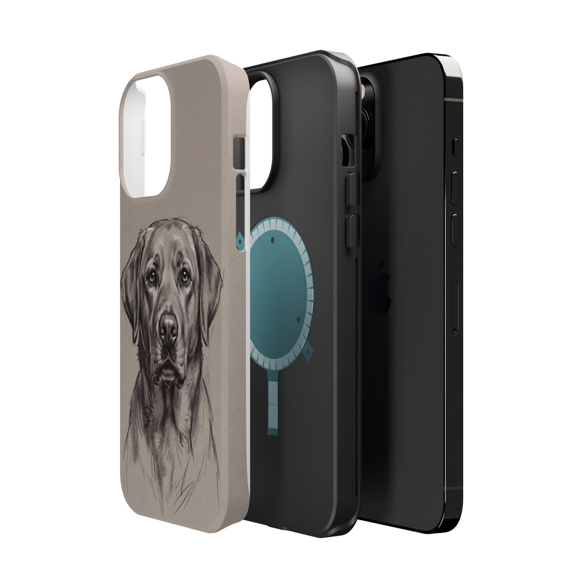 Charcoal Sketch Labrador Phone Case — Tough Magnetic Case with Wireless Charging
